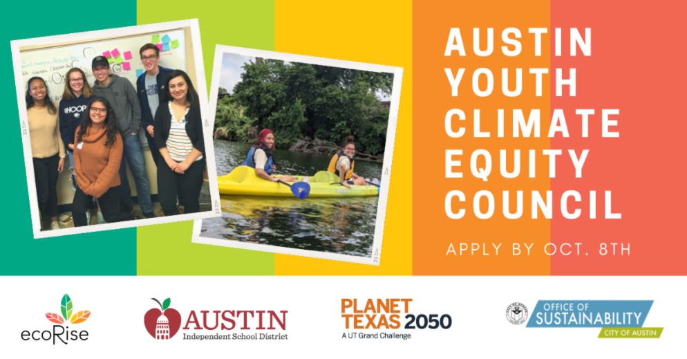 Apply by Friday, 10/8, for the first Austin Youth Climate Equity Council! Great for @AustinISD students interested in #ClimateChange, city policy & #EnvironmentalJustice. Learn more: bit.ly/AYCapplication… @AustinISD @AISDEquity @AISD_SEL_CPI @AISD_PAM @AustinPTA @Matias_AISD