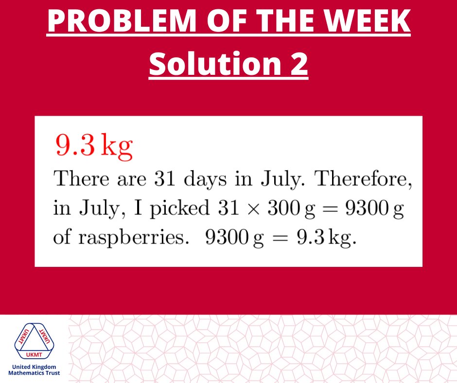 Solution to problem of the week number 2!  Congratulations if you got it right. Number 3 will be available next Tuesday...