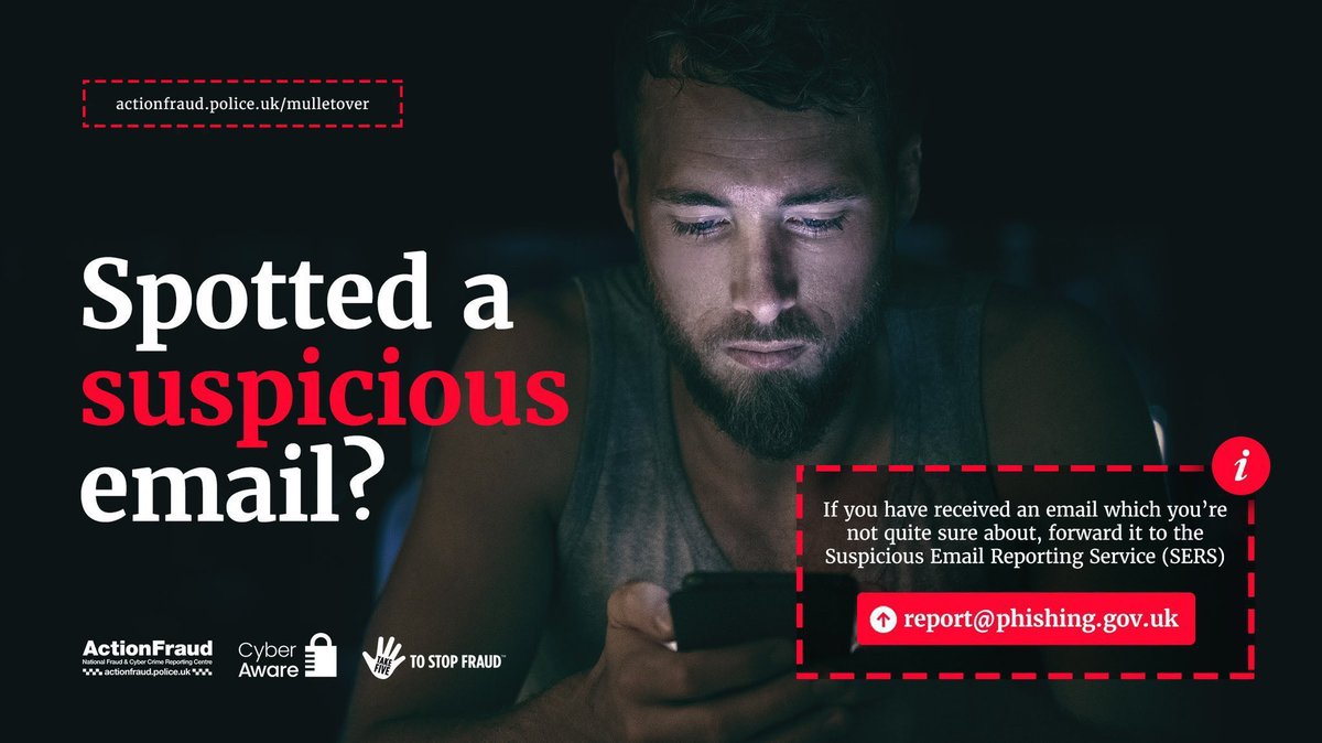 reportfrauduk's tweet image. Received an email which you’re not quite sure about?  Is it asking you to login to your account, or maybe to "confirm" your payment details? 

If you are suspicious, you should report it by forwarding the email to: Report@phishing.gov.uk #CyberProtect