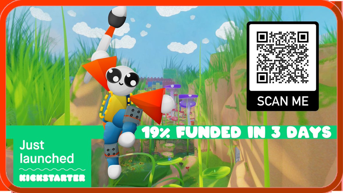 LumboxS's tweet photo. 🤩📢 19% Funded!📢🤩 Let's keep spreading the word to our #3dplatformers and #MadeInDreams friends. 

#dreamsps4 #dreamsps5 #4dplatformer #indiedev #gamedev #splatty #lumbox

Scan the QR Code to view #Splattysadventure Kickstarter 👇 https://t.co/OpgxSvoGXe