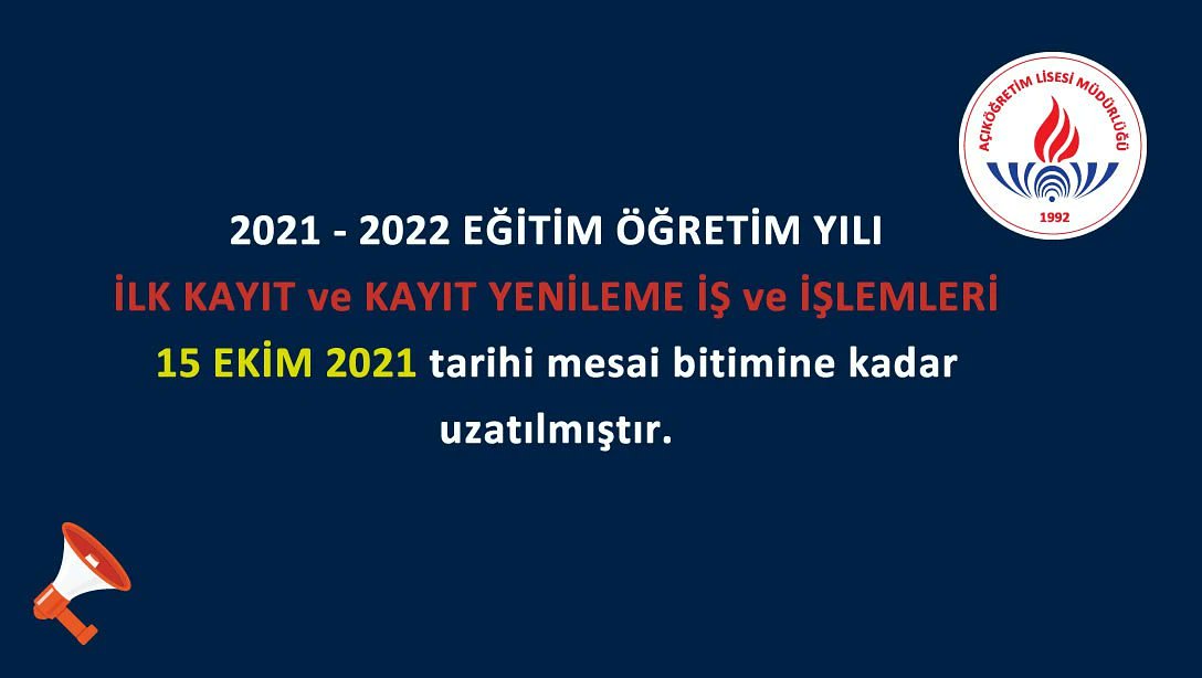 Açık öğretim kurumları ilk kayıt ve kayıt yenileme işlemleri 15 Ekim tarihine kadar uzatılmıştır.