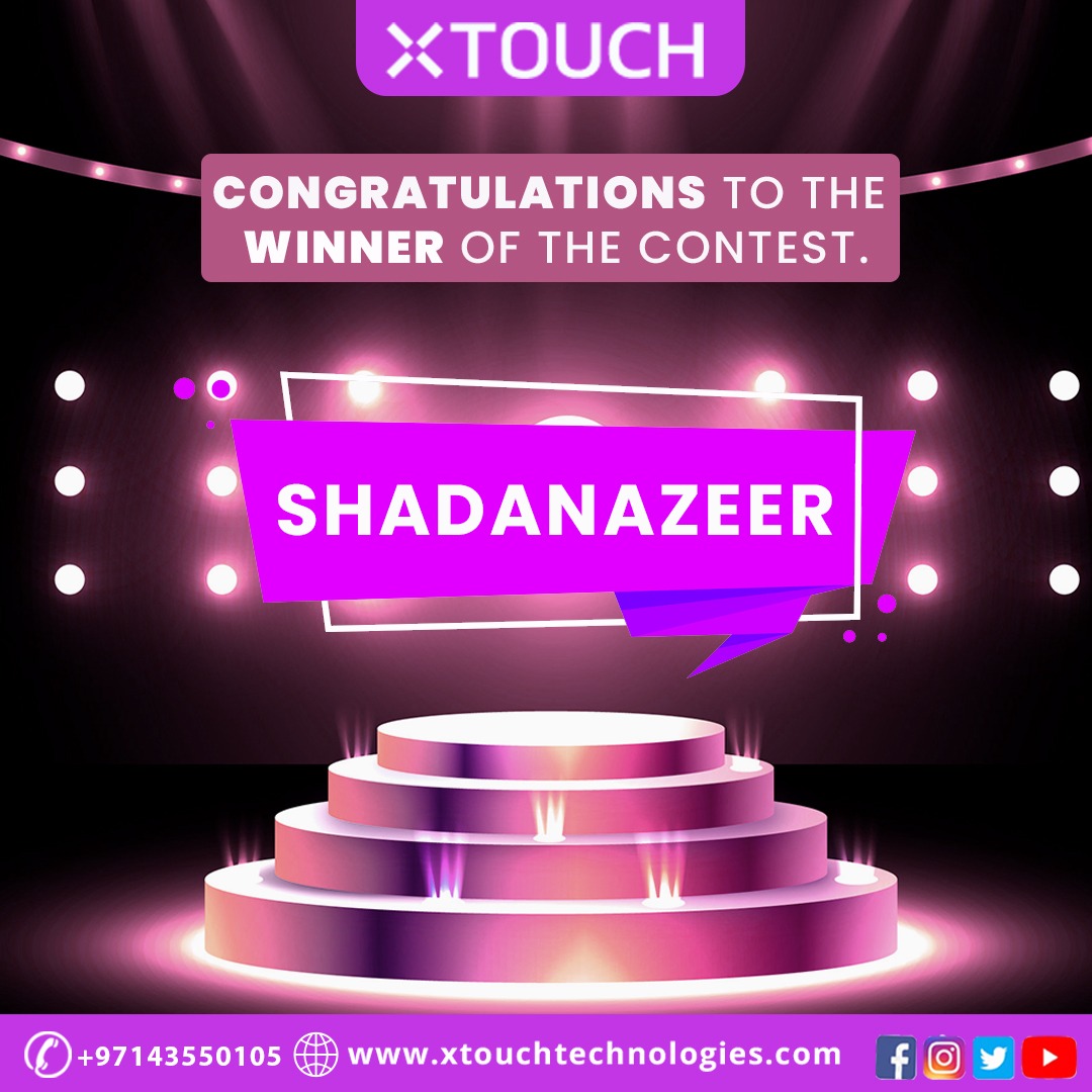 XtouchTechnolo1's tweet photo. Hurray @shadanazeer ! You are the winner of XTouch Contest.
.
.
.
Visit: https://t.co/JpudIN9Ie9
.
.
.
#xtouch #contest #winnerofcontest #winner #xtouchtechnologies #tabletpc #xpads #xtouchwifi #smarttablet #gadgets #gadgetsgeek #wifi #dubai #qatar #kuwait #gadgetlover https://t.co/vemZp9Sk4p