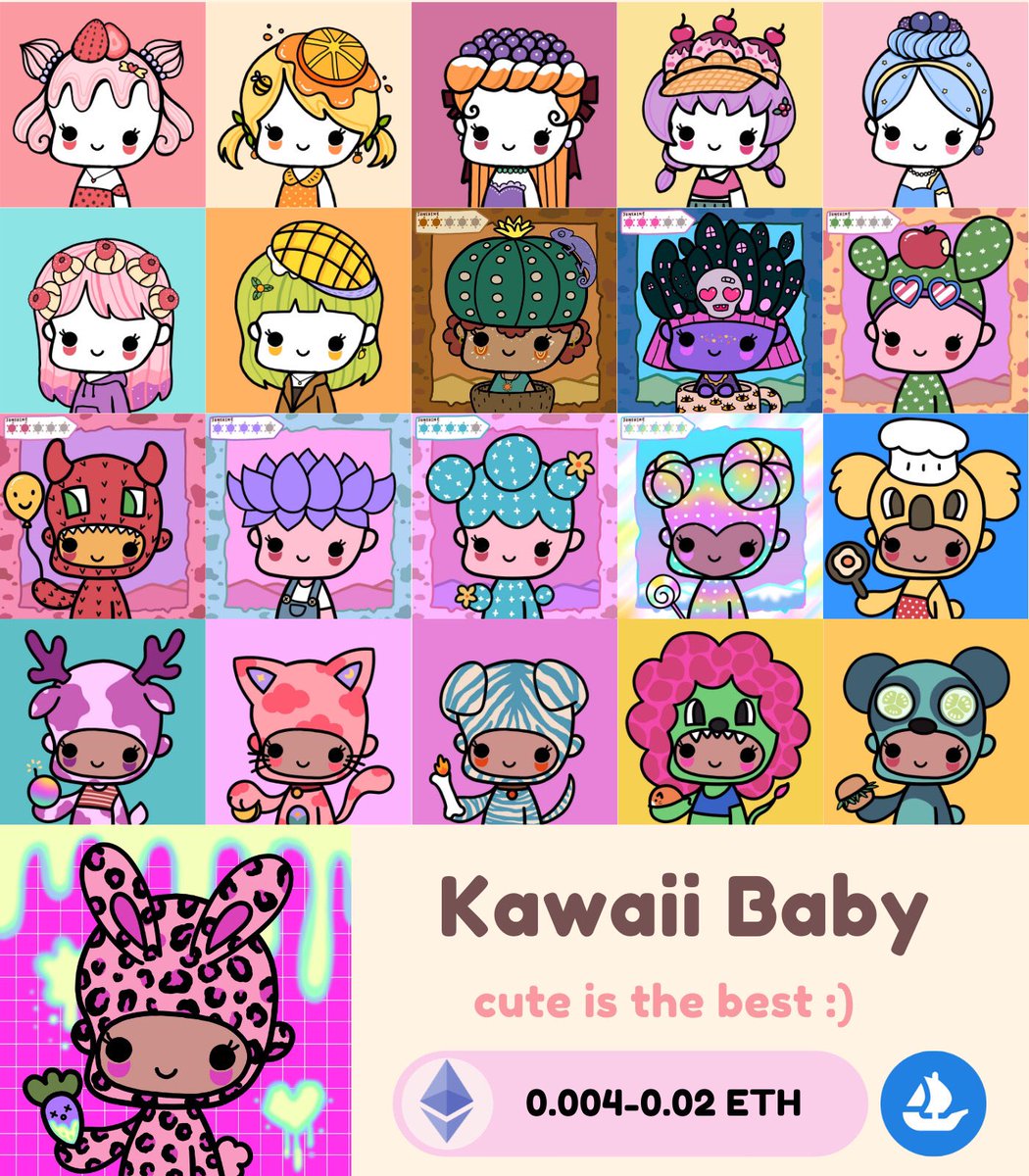 maggieway_nft's tweet image. 🌈✨NEW DROP✨🌈
If you are fascinated with cuteness, we are friends because cuteness is the best.🥰💘

🌸Kawaii Baby #1 - 21 🍰🌵🐰

🦄 0.004-0.02 Eth 🦋

Drop on Opensea ⭐️opensea.io/collection/kaw…⭐️

#NFT #NFTTHAILAND #NFTdrop #NFTCommunity #NFTartist #NFTs