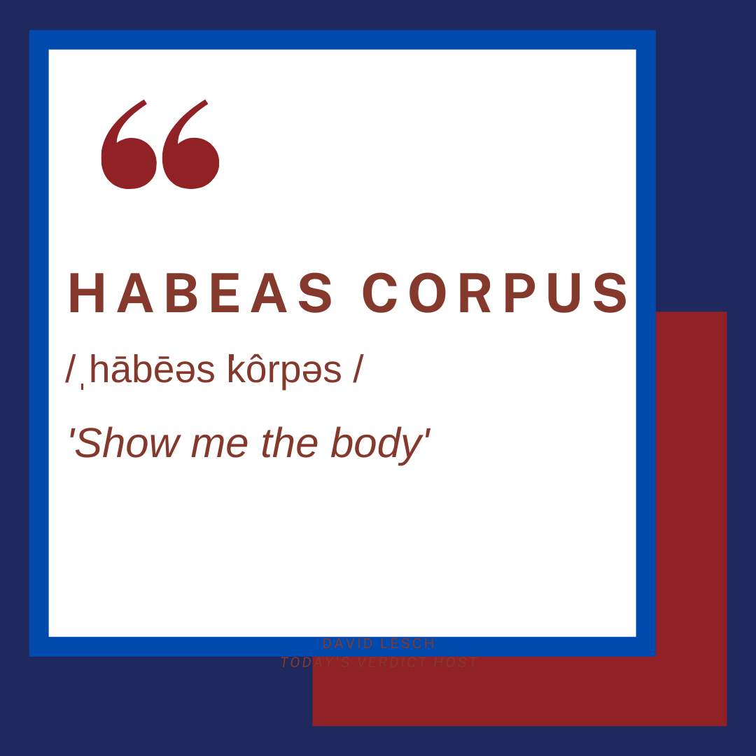 DavidLesch's tweet photo. "They applied for Habeas Corpus"
Have you heard of this term before?
#habeascorpus #unlawful #wrongfulimprisonment #imprisonment #jail #latinlanguage #latinlanguages https://t.co/a1ZpMts2i6