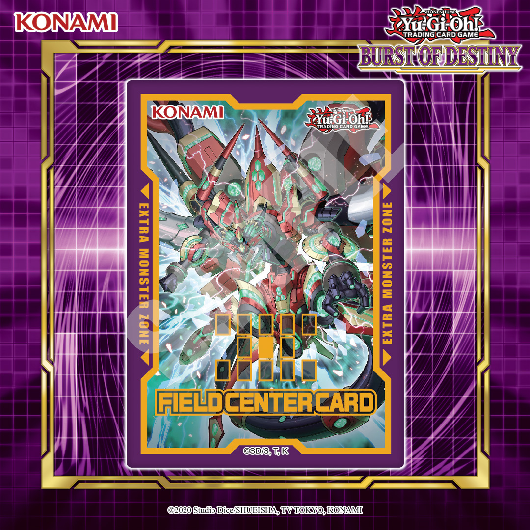 YuGiOhCardEU's tweet photo. The Burst of Destiny Premiere! Event is just a month away now! Every Duelist who purchases at least 5 packs will receive an special Field Center Card, plus be entered into a draw to win exclusive prizes like this Game Mat (while supplies last)!
#YuGiOhTCG #YUGIOH #BurstOfDestiny https://t.co/PyFZVq5gJ0