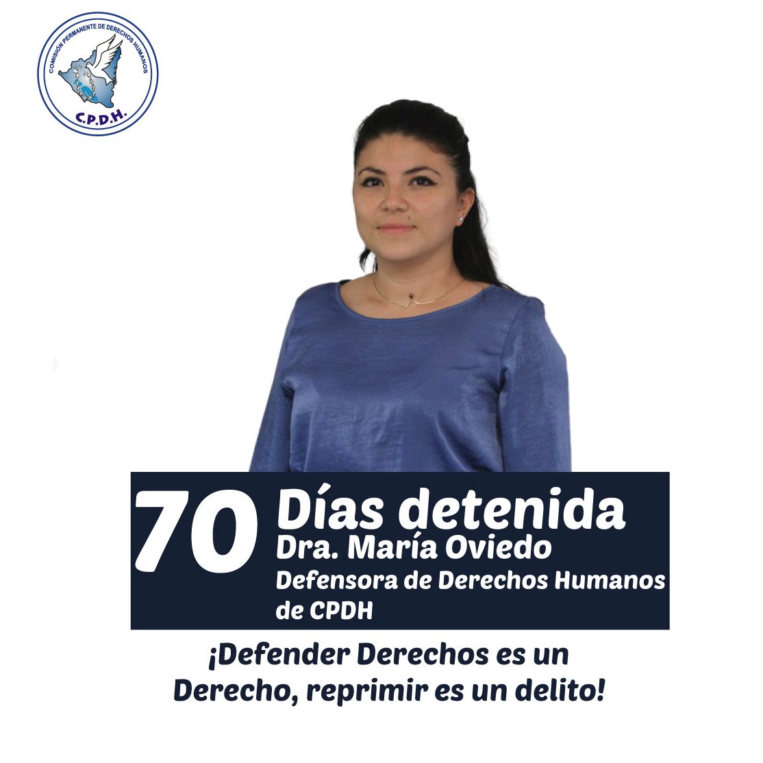 Dra. María Oviedo: 
Funcionaria de <a href="/CPDHNicaragua/">Comisión Permanente de Derechos Humanos</a>  , defensora de #DDHH detenida en #Nicaragua
📢Exigimos se respete su integridad.
📢Exigimos su libertad.
📢Exigimos justicia verdadera.
#LibertadParaMaríaOviedo