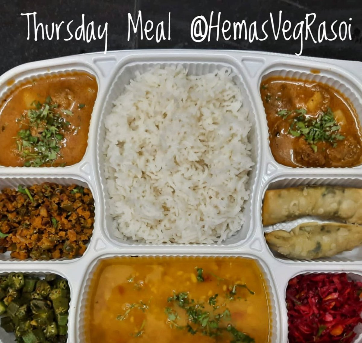 HemasVegRasoi's tweet photo. Thursday Meal @HemasVegRasoi
#SteamedRice #MixDal #CapsicumSabji #SoyabadiAlooGravy #BeetCornSalad #Phulkas
#PalakCheeseCornPockets
Pls call/what'sap 8976874660 to order authentic #Homemade #Snacks #lunch.
Single Meal ₹195,Family ₹755,
Delivery charges Extra.
#Mumbai #Matunga https://t.co/PveMYMgzbp