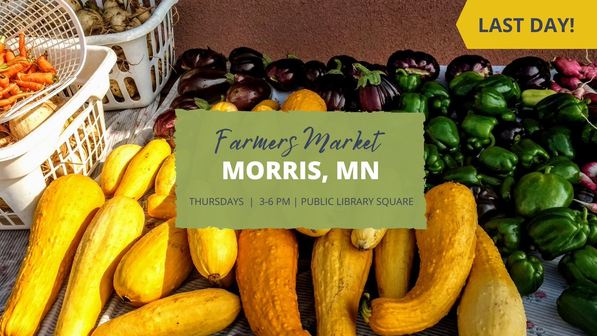 Morris_Tourism's tweet photo. Don't miss the last day of the Morris Area Farmers Market today, 3-6 pm at the Morris Public Library Square on the corner of 6th Avenue and Oregon Avenue! https://t.co/dBP64nYHct