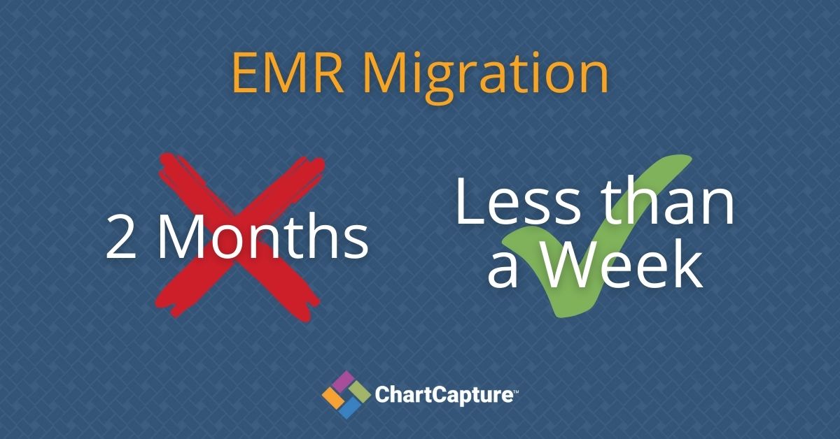 ChartCapture's tweet image. When a client was faced with major delays and added fees during their EMR migration process, ChartCapture came to the rescue. We cut the original 8-week wait down to less than 1 week. Nobody migrates EMRs like ChartCapture!
#datamigration #emrconversion #modernizingmedicine