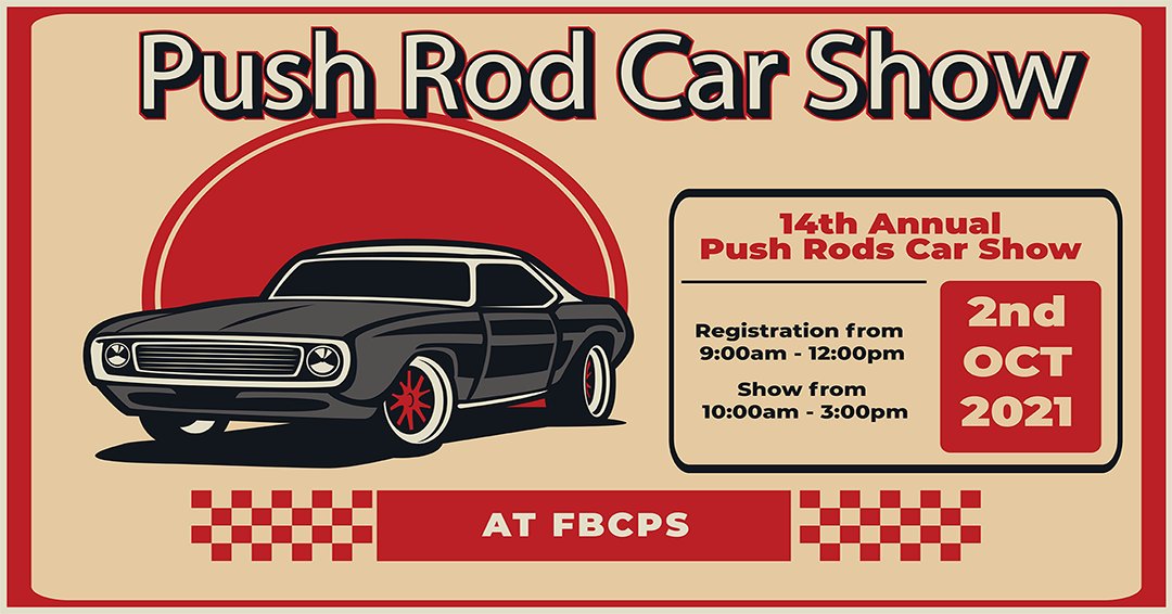 fbcpscampus's tweet photo. Calling all car lovers! Join us this Saturday at 9am for the Push Rod Car Show, hosted by Push Rod Car Club of Powder Springs. We hope to see you there! https://t.co/OPCRnJhMou