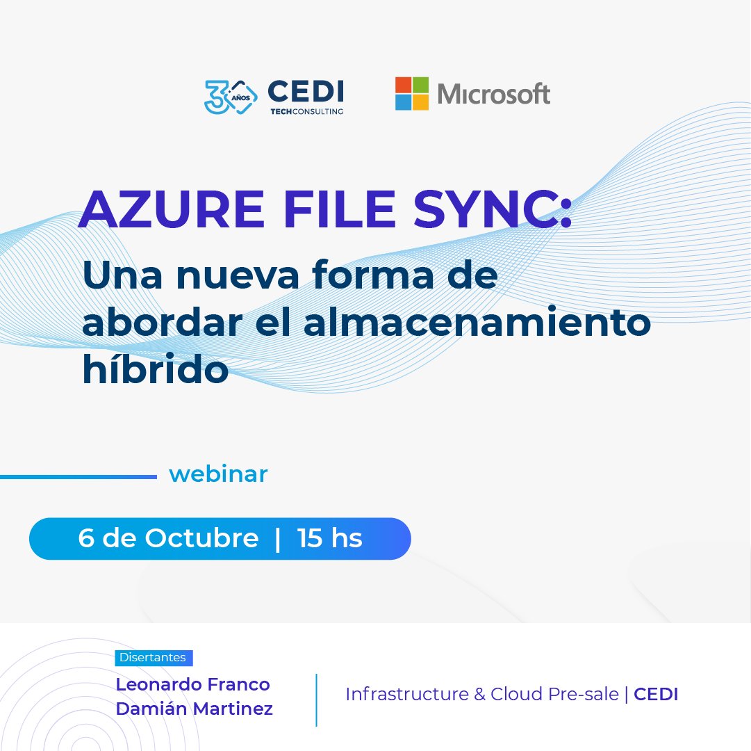 CEDITECHOK's tweet photo. AZURE FILE SYNC: una nueva forma de abordar el almacenamiento híbrido

📆 Miércoles 6 de Septiembre⁠
⏰ 15hs | Por Microsoft Teams⁠
⁠
¡Registrate! ➡️ https://t.co/L0NDRAC2fG
⁠
#Azure #Microsoft #CEDI #Tech #IT #Technology #Almacenamiento #Innovation #cloud https://t.co/lF6vI8Az2M