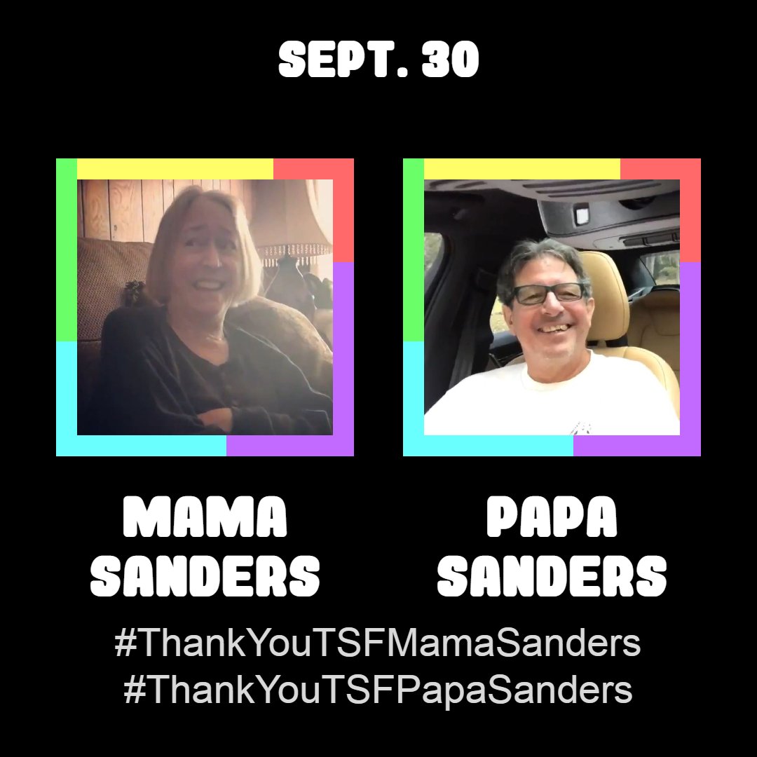 ThanksTSFriends's tweet image. September 30 is dedicated to Mama Sanders and Papa Sanders!

Thank you both for being awesome!

Post your love + appreciation for them with these hashtags!
Mama Sanders: #ThankYouTSFMamaSanders
Papa Sanders: #ThankYouTSFPapaSanders

#ThankYouTSFriends