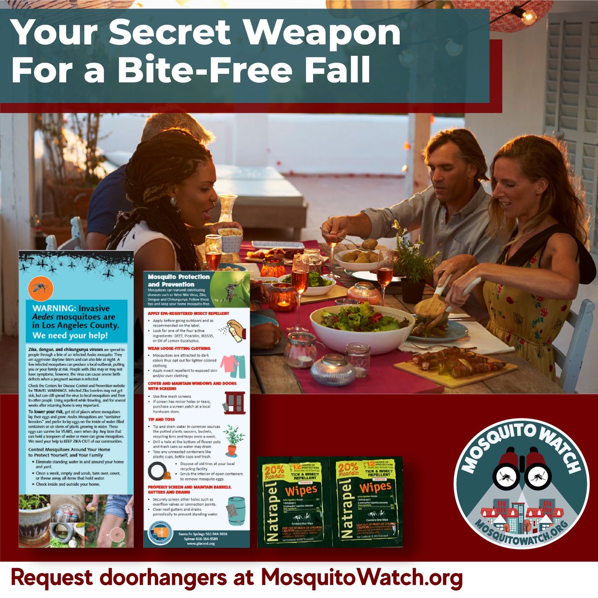 GLAmosquito's tweet photo. #MosquitoWatch door hangers are an easy way to remind your neighbors: No 💧 = No 🦟. Enjoy doing outdoor activities again without worrying about mosquitoes. More info https://t.co/jHo76Itr9e #GLAmosquito #MosquitoControl #TipTossBoss https://t.co/TvIm6dR4tp