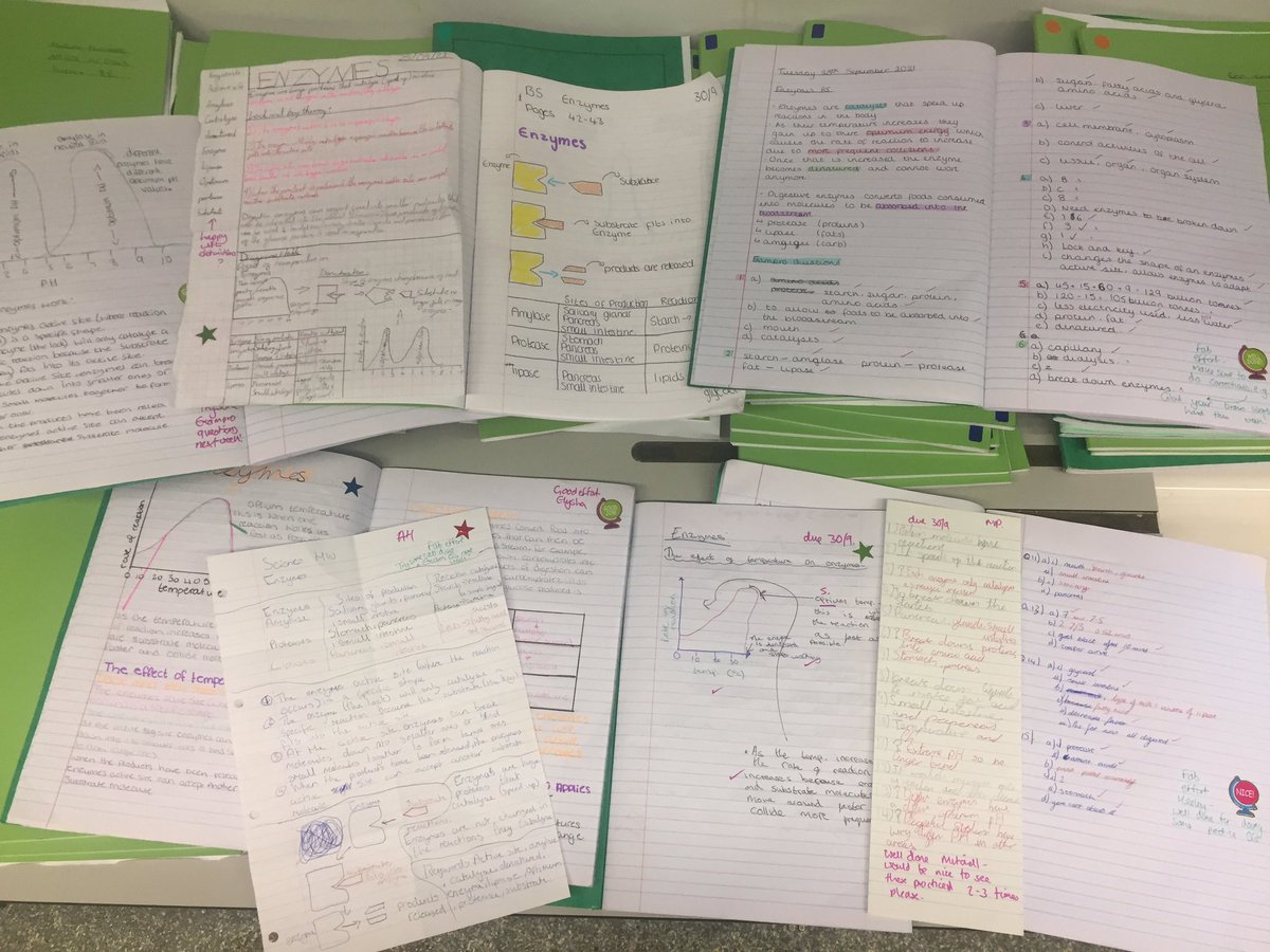 MAScience1's tweet photo. Year 11 Science (Mr Crouch’s class) smashing weekly revision - this week: Enzymes! Self-quizzing, exam question practice and mindmaps. So proud... @MerchantsAc @Samanth53721162 @victoriastarkie @VenturersTrust https://t.co/SNnZGsEg4A