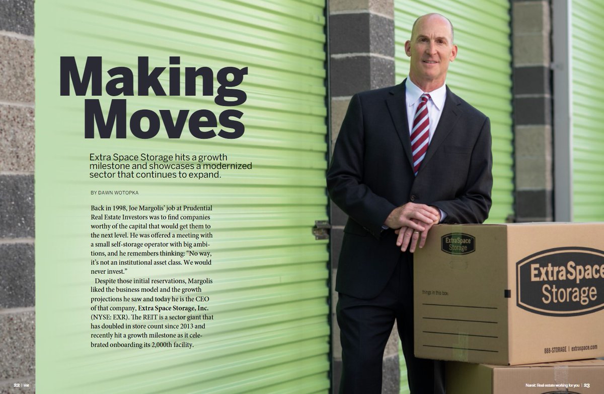 extraspace's tweet photo. Read @REITs_Nareit's REIT magazine featuring our CEO, Joe Margolis: https://t.co/npNLaibaq8

This piece offers great insight towards the success of not only #TeamExtraSpace but the #selfstorage industry as a whole. https://t.co/mNDur6xhw6