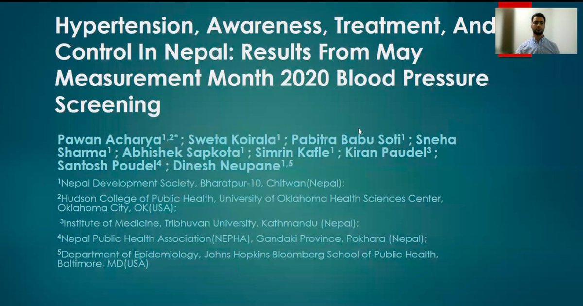 Congratulations <a href="/acharya_pa1/">Pawan Acharya</a> for presenting e-poster from Nepal's MMM2020  at <a href="/AHAMeetings/">AHAMeetings</a> #hypertension2021 #HTN21 🇳🇵