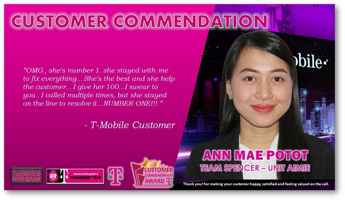 OneMagentaCNX's tweet photo. QC CNX CYBERWEST | ONSITE &amp; WORK AT HOME CUSTOMER COMMENDATION AWARDEES - CONGRATULATIONS!!! 🎊🤩🎉🥳👏🏻👍 #EmployeeEngagement #FamousForCare #TeamMagenta https://t.co/iLc38xiJHF