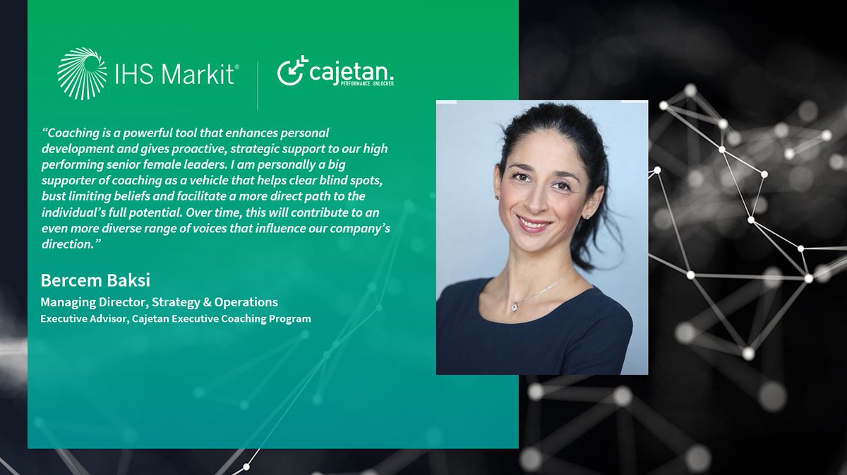 IHSMarkit's tweet photo. Congratulations to our first round of 16 executive director female colleagues who have just finished their career & leadership development program with Cajetan. @IHSMarkit's Bercem Baksi shares more on the importance of executive coaching & partnering with Cajetan. #IHSMarkitLife https://t.co/8NlceIDg4N