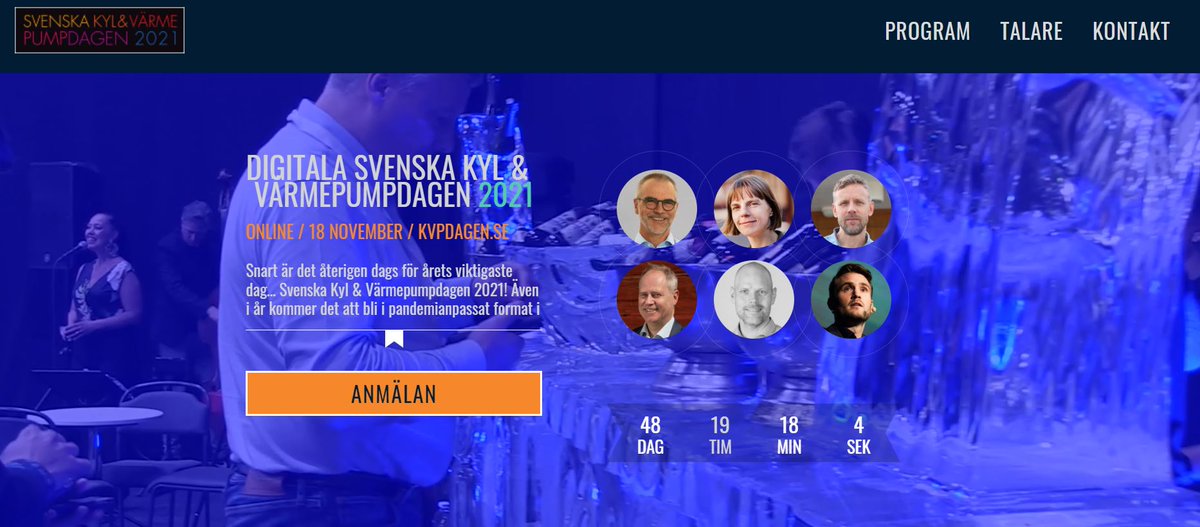 Du har väl satt av den 18 november i din kalender, då är det ju dags för Kyl &amp; Värmepumpdagen 2021! Programmet kan du redan nu smygkika på här -&gt; kvpdagen.se