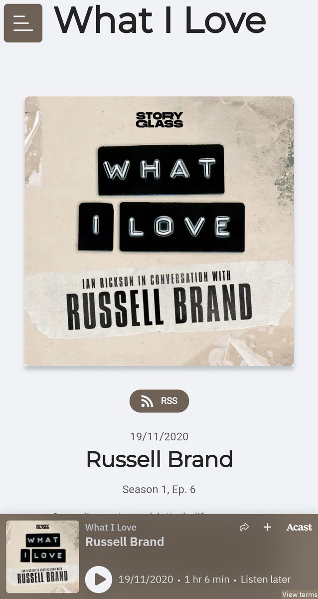 Utterly delightful podcast from Ian Rickson talking to <a href="/rustyrockets/">Russell Brand</a> about a favoured film, book and piece of music.

I was introduced to #TheSelfishGiant via the enchanting 1971 animation directed by Paul Hecht and must read the book! So moving! 

#RussellBrand #whatILove