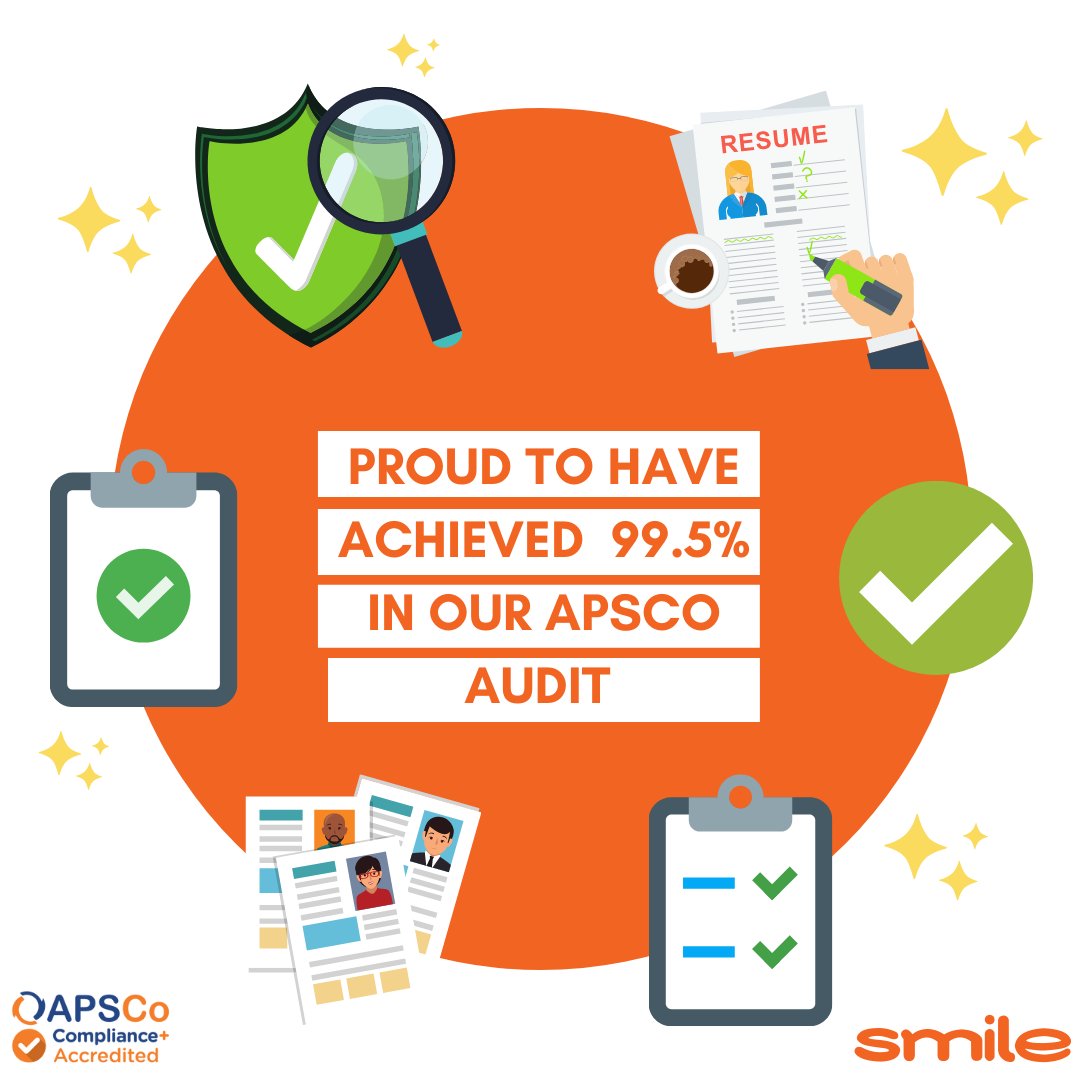 Smile_Education's tweet photo. We are so pleased to announce that we have achieved 99.5% in our latest @APSCo_org  Compliance+ audit and passed with flying colours.

A huge well done to all of our team who worked so hard to make this happen especially our compliance team. https://t.co/OSJNEs8sZz