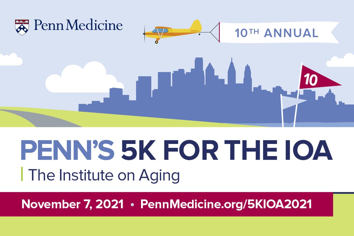 Join the Institute on Aging (IOA) @ Penn’s 10th Annual 5K+Memory Mile Walk 11/7/21 @ Penn Park
▶️Support research in the treatment and care of patients with Alzheimer’s and aging-related neurodegenerative disease
◀️All proceeds go to novel ideas+projects
 pennmedicine.org/5kioa2021