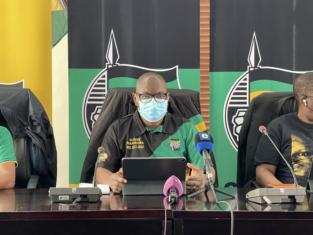 GautengANC's tweet photo. Provincial leadership led by Chairperson @David_Makhura together  with regional office bearers at the media briefing announcing the @CityofJoburgZA mayoral candidate, Cde @mphomoerane. https://t.co/QQQVCqlnI2