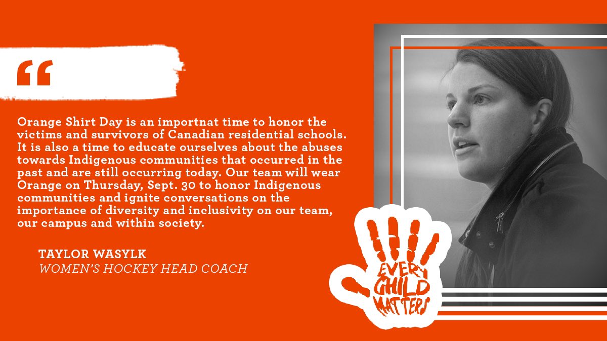 su_whockey's tweet photo. Our team is proud to be participating in #OrangeShirtDay and honoring all of the Indigenous victims and survivors of residential schools in Canada. https://t.co/qnQ0rxAXH6