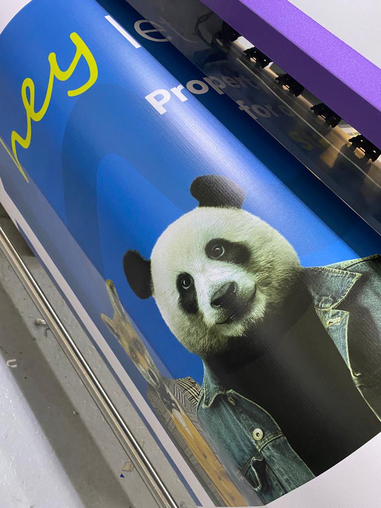 With design, digital, screenprint and finishing all in-house, there's no need to juggle your print partners we can do it all. 
Look at the colours on this banner we are printing today- awesome. #StokeonTrent #print