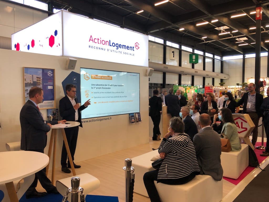 ActionLogement's tweet photo. [#CongrèsHLM] 📍#SurleStandAL I📢Annonce I Le groupe @ActionLogement complète son dispositif d’aides avec la #PrimeAccession : 10 000 € pour favoriser l’accession à la propriété des primo-accédants #neuf #residenceprincipale https://t.co/lJO2d5FxZr