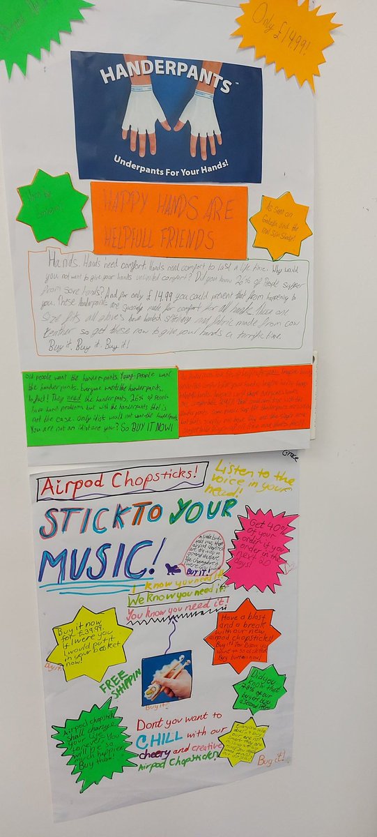 S2 have used their knowledge of persuasive techniques to design posters for useless products. For added incentive, I've said that I'll buy the product in the most persuasive poster!