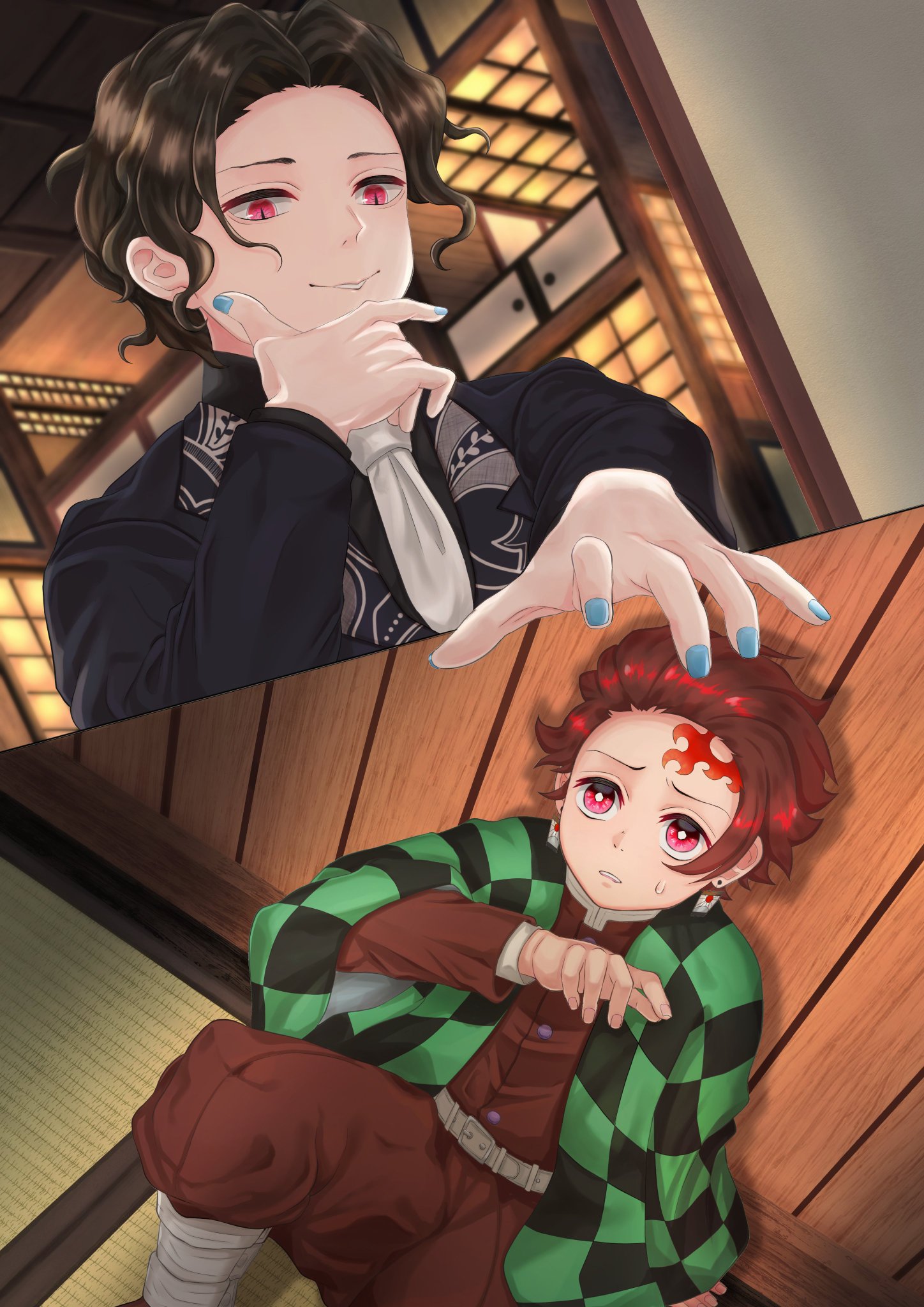 やまぶき そういえば現在のヘッダーｲﾗｽﾄ投稿してなかったんで フルバージョン載っけておきます Pixivで見たことある方もいるかもですが 構図が大変気に入ってる一枚絵 無限城に捕らわれた炭治郎の運命やいかに T Co Th2czmtrfm Twitter