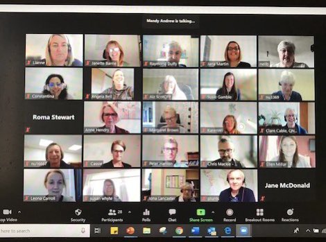 AnneIFICScot's tweet photo. Great to chair celebration of our #Frailtymatters project. Thanks to @BurdettTrust for funding. @NHSaaa DNs codesigned resources with @uwshls and @ALLIANCEScot and citizen cocoaches and created the House of Frailty inspired by @HoCScot https://t.co/ybot6Gp7rq