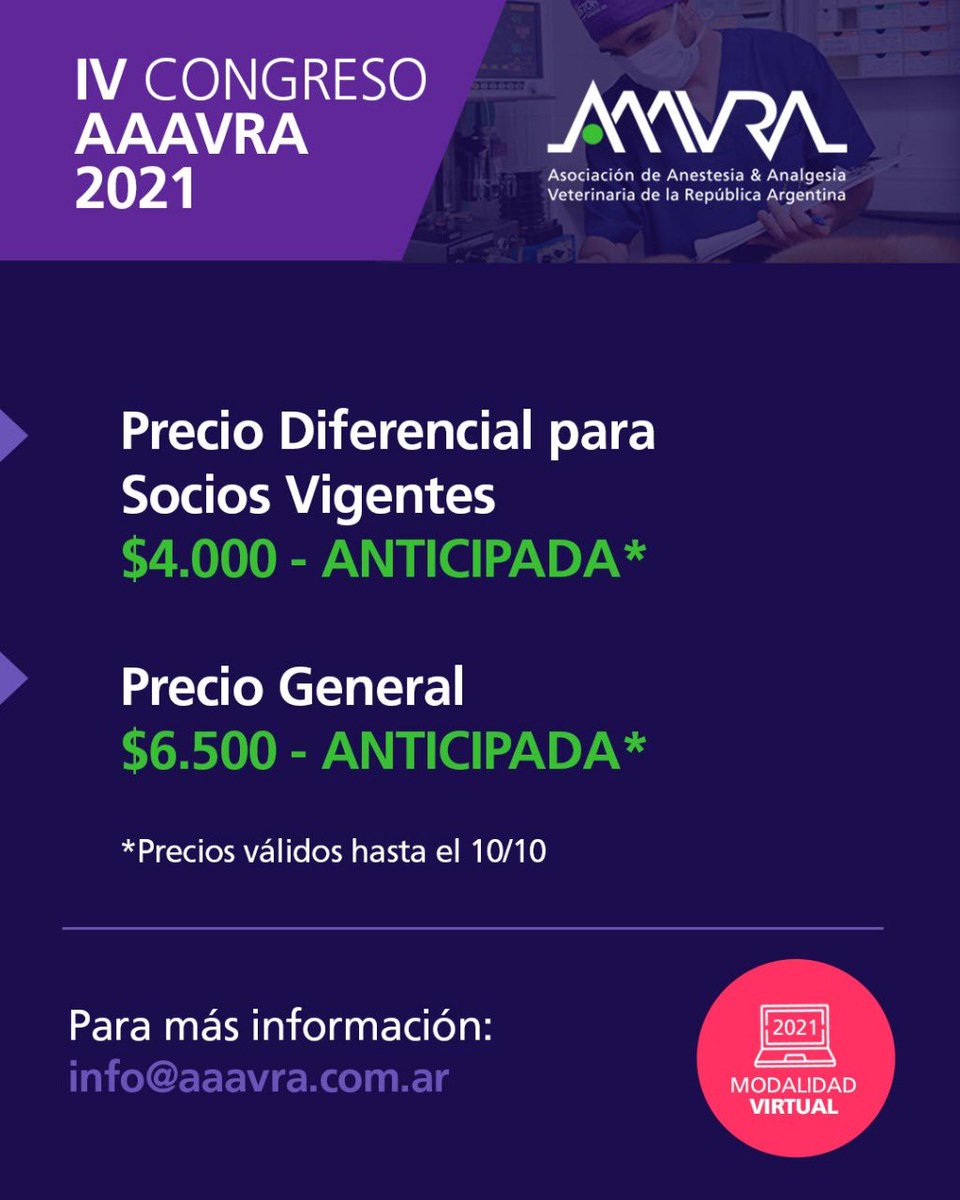 AAAVRA2's tweet photo. 🥁¡Queridos socios!🥁
✨Ahora si! Tenemos la alegría de compartirles las temáticas y disertantes que estarán participando del *IV Congreso AAAVRA*
*Misma misión, Nuevos Enfoques*
Exponentes del más alto nivel
Imperdible!

Dudas, consultas e inscripciones a ➡️ info@aaavra.com.ar📨 https://t.co/o6vvQ4OC3x