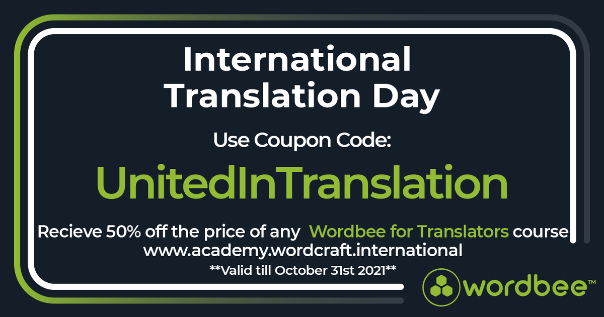 Wordbee's tweet photo. We partnered with @Wordcraft_GmbH to honor our users for #InternationalTranslationDay.   Learn everything there is to know about using Wordbee Translator with this limited time offer. 
https://t.co/NXhrQH94PX
#t9n #l10n #translate #translators #translator #cattools #TMS  #LSPs https://t.co/HhMQTsIPtb