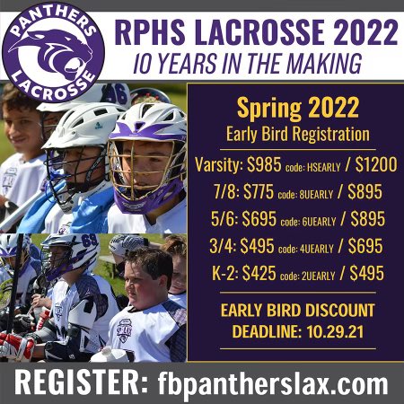 FBPanthersLax's tweet photo. Morning Panthers Lacrosse! Early Bird gets the DISCOUNT! Huge discounts to register BEFORE 10/29! https://t.co/uJ7prSuTu1 https://t.co/ebMvTUOOBF