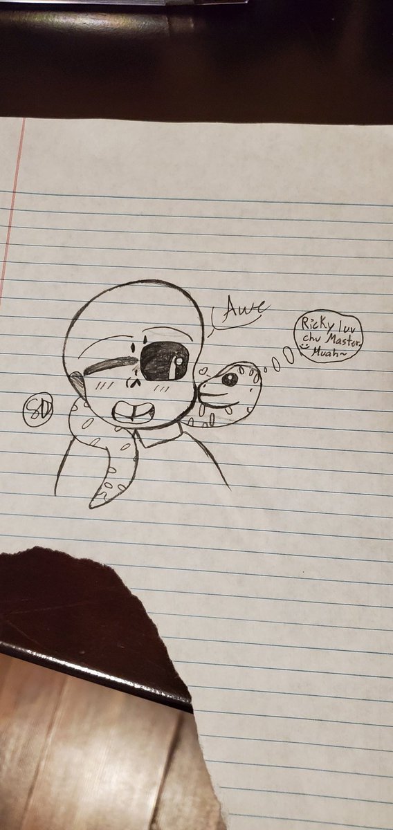 Sickdrawer's tweet photo. A young Sans has a pet snake named Ricky they are best friends https://t.co/Gq6K4F6ojU