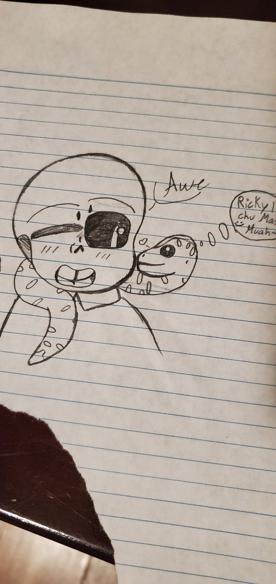 Sickdrawer's tweet photo. A young Sans has a pet snake named Ricky they are best friends https://t.co/Gq6K4F6ojU