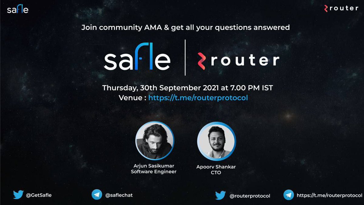 MumbaiCryptGirl's tweet photo. 📢Less than an hour to go👀
@routerprotocol  will be hosting a live AMA session with Safle team.

📍 AMA Venue: https://t.co/kjlAsWRGoV

🗓30th September⏰ 1:30 PM UTC

Website: https://t.co/GPG4vC4ze4
TG: https://t.co/7nqrLsr7rt

#GetSafle #AMA https://t.co/3pDCw3LGhd
