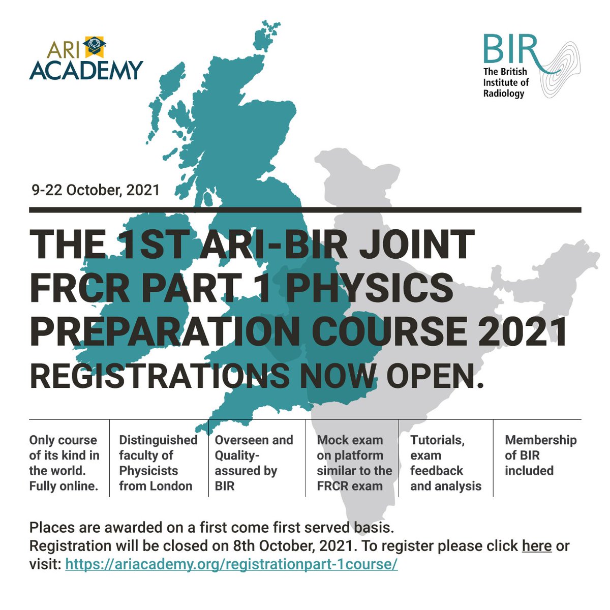 ARI-BIR JOINT FRCR PART 1 PHYSICS PREPARATION COURSE 2021
REGISTRATIONS NOW OPEN

To register please visit: bit.ly/3AZTYpA
 #radiology #FRCR PART 1 PHYSICS #radiologist #medicalcollege #medicaleducation #training #apollohospitals #ARI-BIR #ARI-BIR FRCR PART 1 PHYSICS