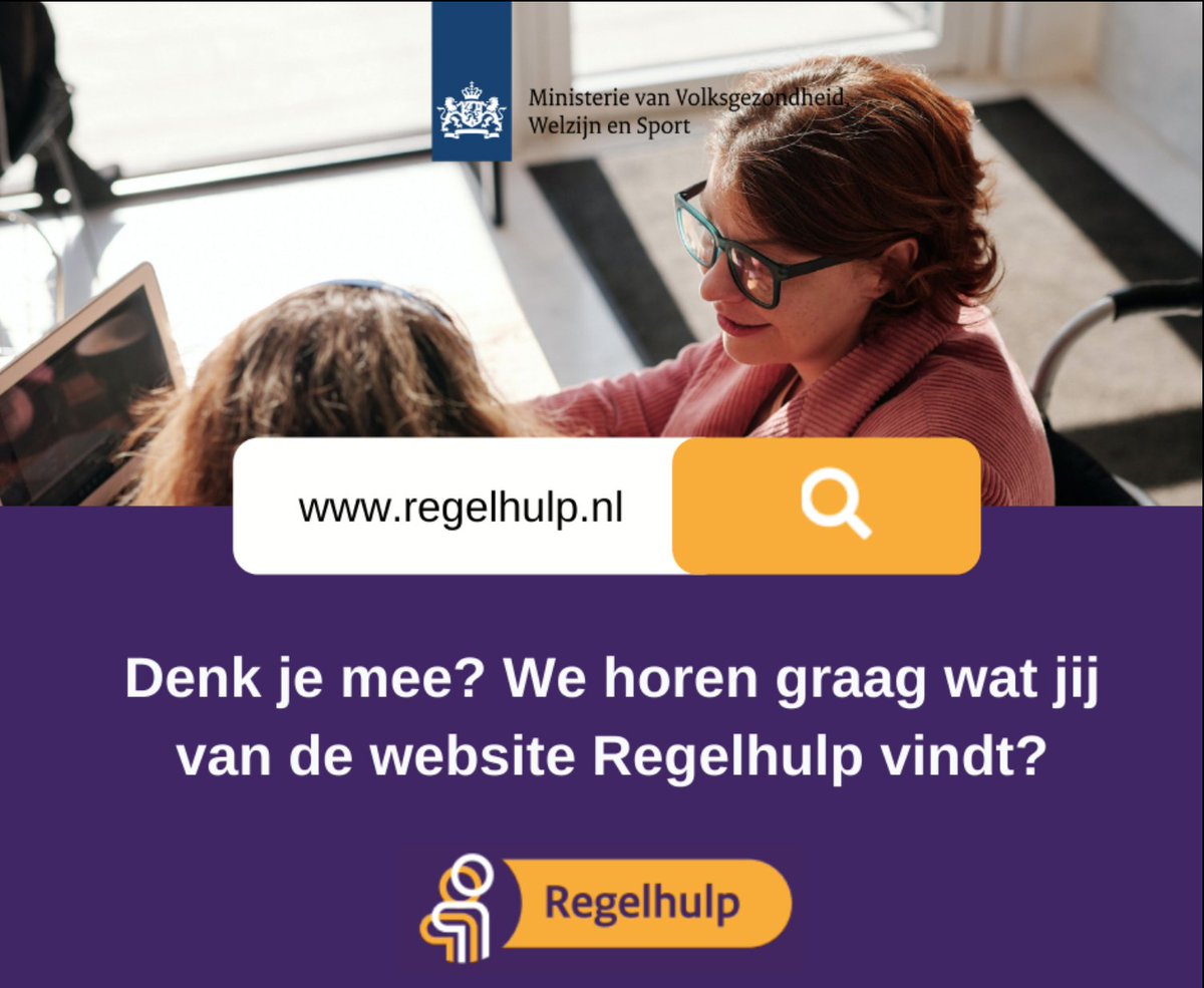 Regelhulp helpt mensen op weg bij het regelen van hulp en zorg met betrouwbare en actuele informatie. 
We horen graag wat jij van de website vindt. Het invullen van de vragenlijst kost slecht enkele minuten en is anoniem: bit.ly/RegelhulpVrage… Alvast hartelijk dank.