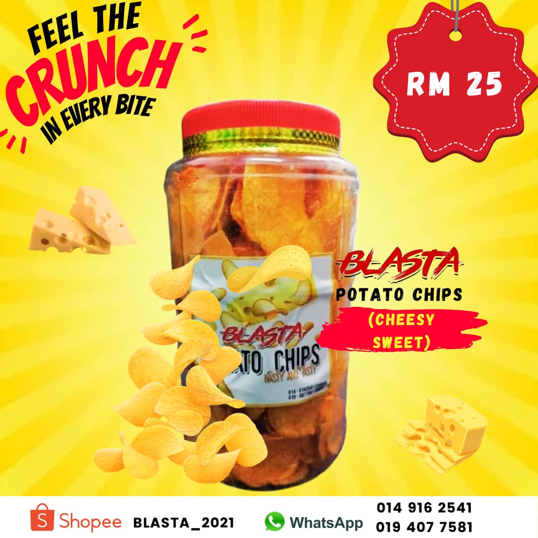 farhanfz's tweet photo. Kalau korang minat potato chips, korang mesti kena try Potato Chips BLASTA ni. Sedap weh. Tun Mahathir pun cakap sedap. Tak tipu.

Pergi je Shopee and cari Blasta_2021. Yang tak minat kerepek pun suka.

https://t.co/sR6cjGUwxK https://t.co/fjrtef5Ytq