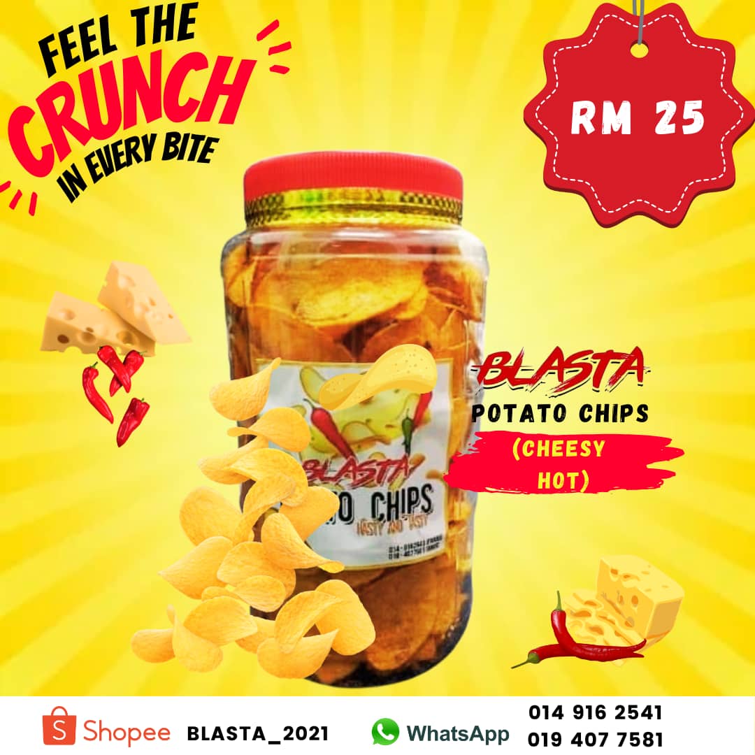 farhanfz's tweet photo. Kalau korang minat potato chips, korang mesti kena try Potato Chips BLASTA ni. Sedap weh. Tun Mahathir pun cakap sedap. Tak tipu.

Pergi je Shopee and cari Blasta_2021. Yang tak minat kerepek pun suka.

https://t.co/sR6cjGUwxK https://t.co/fjrtef5Ytq