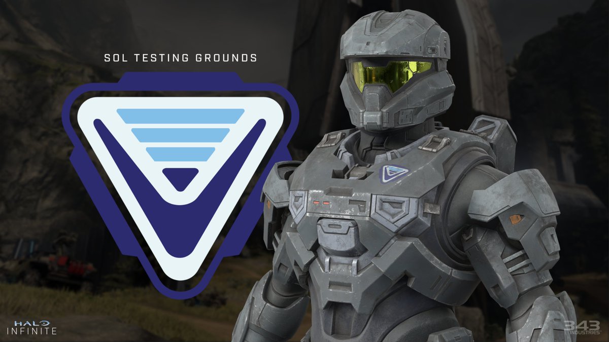 Halo's tweet image. Let 'em know you were here from the beginning. If you complete 10 matches in this weekend's #HaloInfinite Multiplayer Tech Preview, the Sol Testing Grounds Emblem will be yours once Infinite releases!

Our first play session kicks off tomorrow, October 1, at 10AM PT.