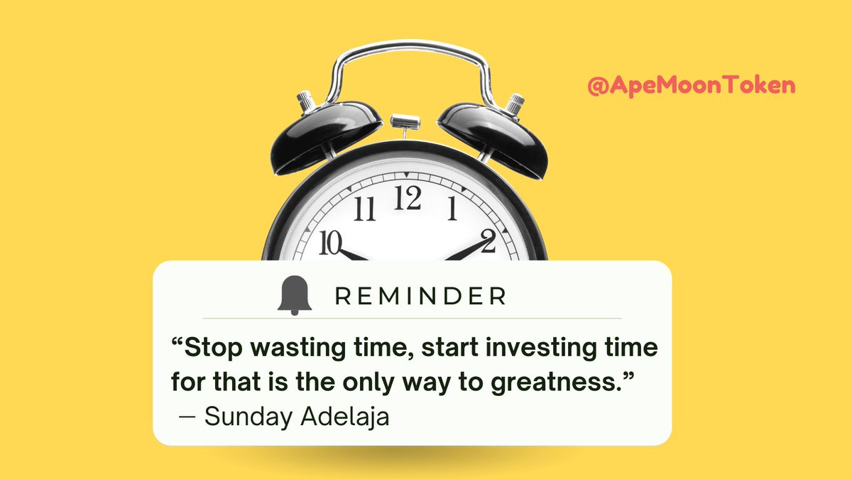 Do you invest your time wisely?
If you do, drop a 😁 emoji in the comments below.
#ApeMoon #apestogetherstrong #timeinvestor  #bitcoinminer #personalfinance #bitcoinusa  #bitcoinexchange #bitcointrading #bitcoinmillionaire #timeinvestment  #cryptocurrencyisthefuture🕒