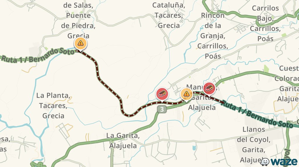 Evita Ruta 1 / Bernardo Soto #ZoomRadio919 #TraficoCR . Estarías detenido 41m más de lo habitual