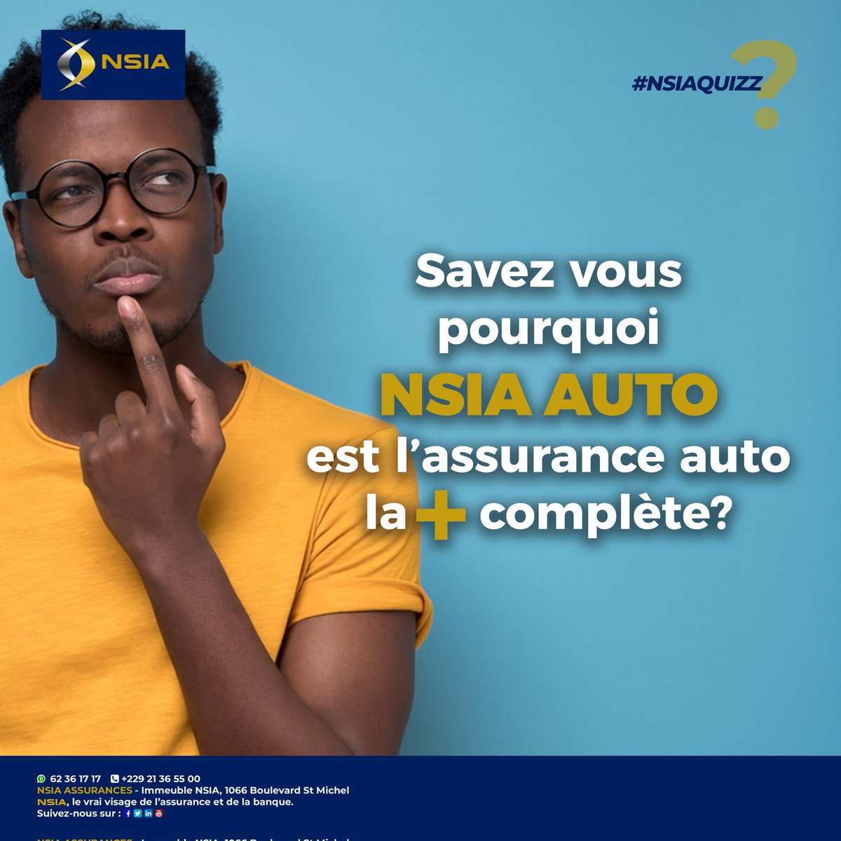 [#NSIAQuizz]

✨🚘 NSIA Assurances est l’Assurance automobile la plus complète mais savez-vous pourquoi ❓
 
#NSIAAssurances #NSIA #GroupeNSIA #AssuranceaAuto #bonnedecision #NSIAQuizz  
#NSIAAssurancesBenin