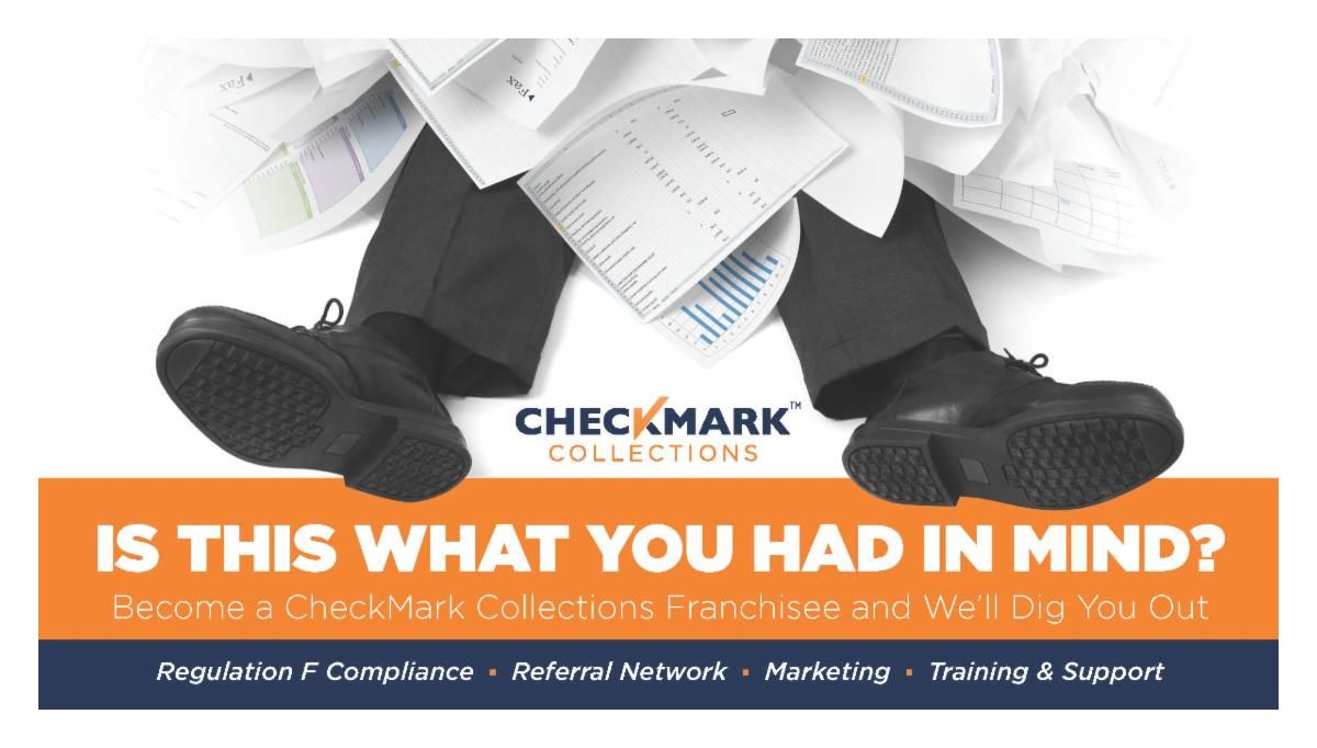 4aronline's tweet photo. Join me LIVE:  from Florida Collector's Association for a 30 minute information packed Webinar to learn more about the CheckMark Collections® Franchise Opportunity.

Wednesday, October 6th  5:00pm
ZOOM is Hosted by: Mike Gibb and AccountsRecovery . net
https://t.co/zX7nCgDkzf https://t.co/PCLuEHrg6M