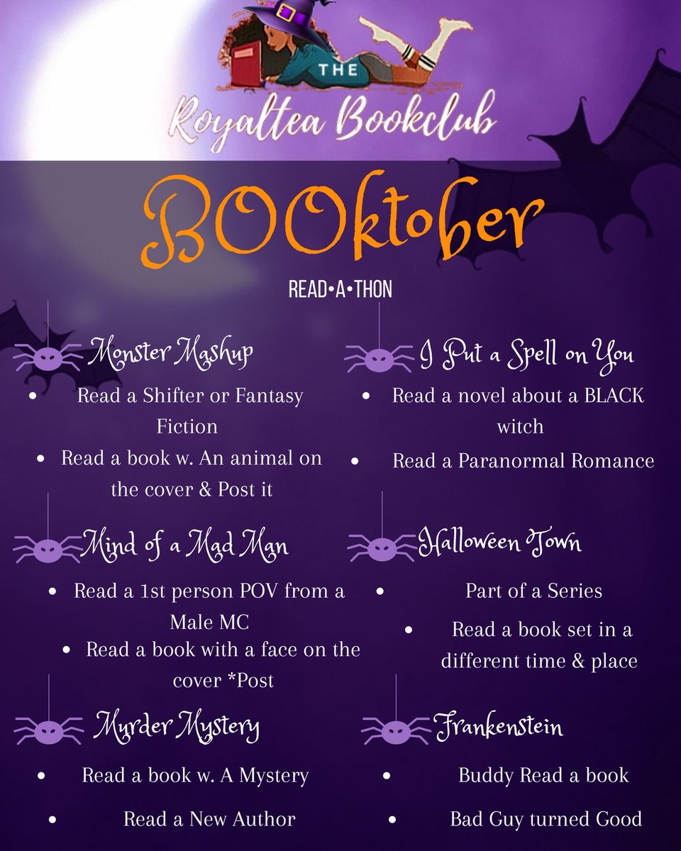 Raisingtheroya1's tweet photo. Here are all the Challenges for this Month's BOO!ktober #Readathon click the link to sign up &amp; grab your #Free bingo card🎃 https://t.co/PBHKUvQBsE https://t.co/FJU6LJj5w5