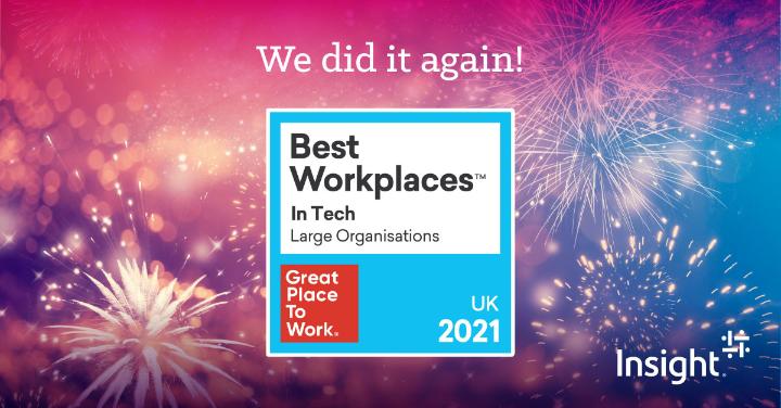 Steve_Laney42's tweet photo. We are thrilled to announce today that Insight UK has been ranked one of Great Place to Work's® Best Workplaces™ in Tech 2021. #WeareInsight @GPTW_UK https://t.co/n6Yqu43AKu https://t.co/M7SgSrxpH4